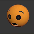 Yellow Surprised Emoji Face With Black Eyes And Open Mouth On Gray Background