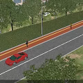 Road Facilities With Traffic Lanes Sidewalks Street Lamps And Green Belts