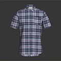 Casual Short Sleeve Plaid Shirt With Blue Red White Check And Chest Pocket Design