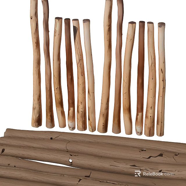 Stone and Wood Natural Materials with Rustic Texture for Home Decor Projects 3d model 