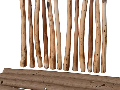 Stone and Wood Natural Materials with Rustic Texture for Home Decor Projects 3d model