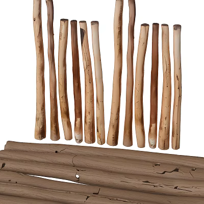 Stone and Wood Natural Materials with Rustic Texture for Home Decor Projects 3d model
