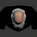 Elderly Man With Bald Head And Long White Beard In Black Suit Against Gray Background