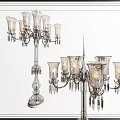 Elegant Crystal Floor Lamp With Multiple Glass Shades And Hanging Tassels