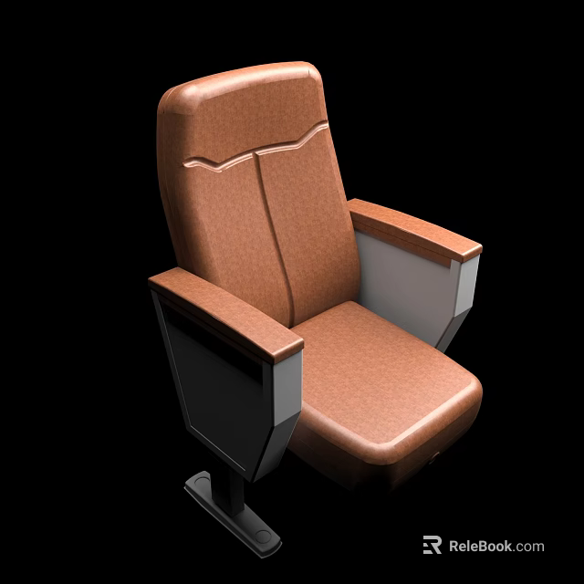 Brown Leather Office Chair with Contoured Backrest and Padded Armrests Ergonomic Design for Comfortable Workspace 3d model 
