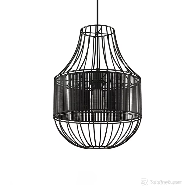 Stylish Modern Black Metal Grid Design Pendant Light for Indoor Home Decor 3d model 