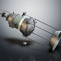 Metallic Spacecraft With Cylindrical Body Antennae Support Frames And Thruster Base 3d model