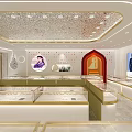 Elegant Jewelry Store Interior With Glass Display Cases Golden Accents And Soft Lighting
