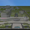 Modern Hospital Building Complex Featuring Green Roof Spacious Entrance Plaza And Surrounding Greenery