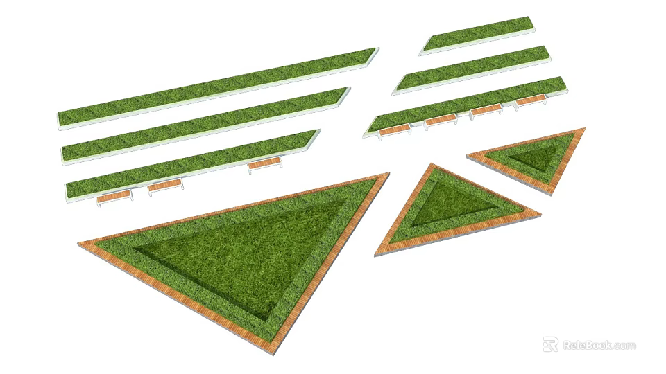 Landscaped Road Facilities Featuring Grass Covered Triangular And Strip Dividers 3d model