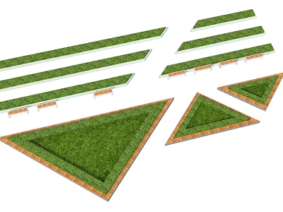 Landscaped Road Facilities Featuring Grass Covered Triangular And Strip Dividers 3d model
