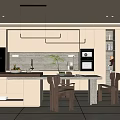 Middle-ancient style restaurant table and chair island chandelier 3d model