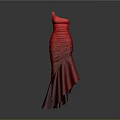 Elegant Red One Shoulder Ruched Mermaid Evening Dress With Flowy Hem
