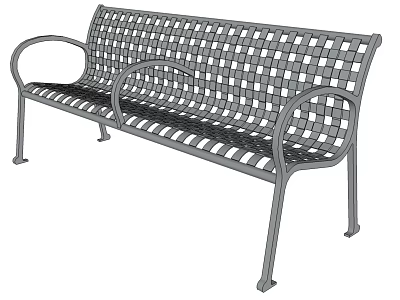 Outdoor Landscape Seat with Woven Backrest Metal Frame and Curved Armrests 3d model