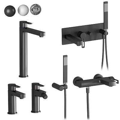 Contemporary Matte Black Faucets With Single Handle Wall Mounted And Various Bathroom Kitchen Designs 3d model