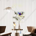 Modern Cozy Living Room Table And Chairs With Floor Lamp And Plant Decor