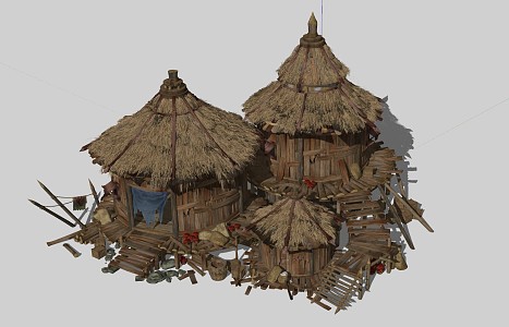 New Chinese Thatched House 3d model