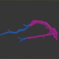 Curved Dried Tree Branch With Twisted Shape And Branches On Dark Background
