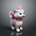 Cute White Cat Doll With Pink Bow And Blue Eyes Decoration