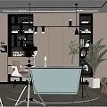 Modern Public Office Space With Shelves Lighting Desk And Green Plant Interior