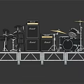 Modern drum set speaker stage musical instrument 3d model
