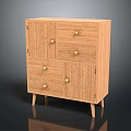 Wooden Console Side Cabinet With Drawers Carved Patterns And Slim Support Legs