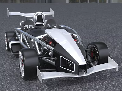 Sleek Sports Race Car With Streamlined Body Rear Wing And Open Cockpit 3d model