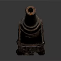 Ancient Rusty Iron Cannon On Wooden Carriage With Metal Wheels