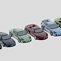 Model Sports Cars in Various Colors Arranged in a Row