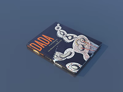 Decorative Ornament Set Featuring DADA Book With Artistic Illustration Dark Cover 3d model