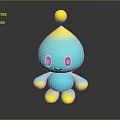 Cute Turquoise Character With Yellow Gradient Top Small Ball On Head And Black Eyes