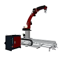 Intelligent Robotic Machine With Red Robotic Arm Control Cabinet And Track System 3d model