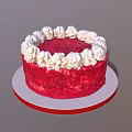 Delicious Red Velvet Cake With White Frosting Swirls On Round Plate