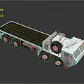 Heavy Duty Flatbed Truck With Multiple Wheels And White Cab For Cargo Transport