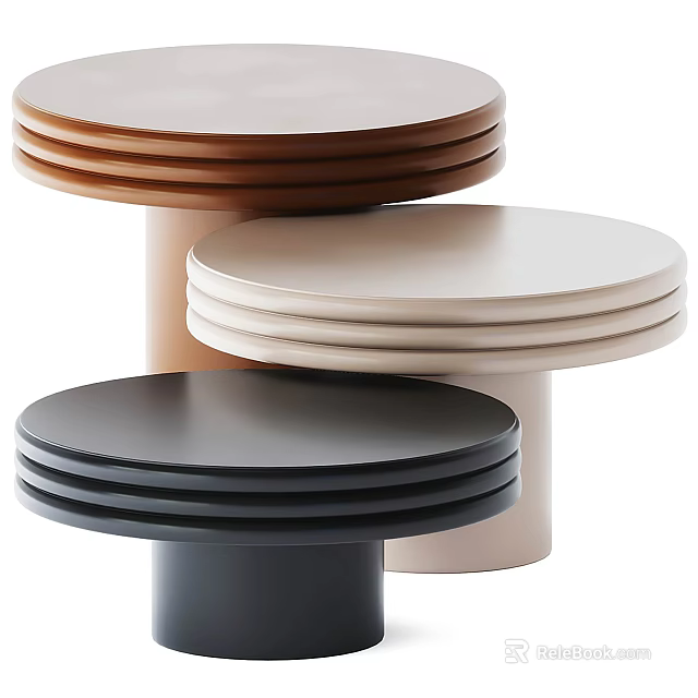 Modern Round Coffee Tables With Stacked Design And Various Colors 3d model 