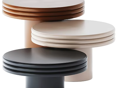 Modern Round Coffee Tables With Stacked Design And Various Colors 3d model