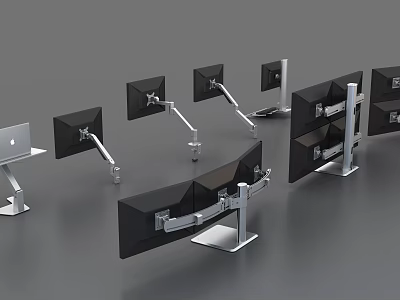 Adjustable Iron Monitor Arms With Swivel Design For Office Use 3d model