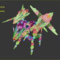 Mechanical Game Movie Character With White Black Orange Accents And Futuristic Winged Quadruped Design