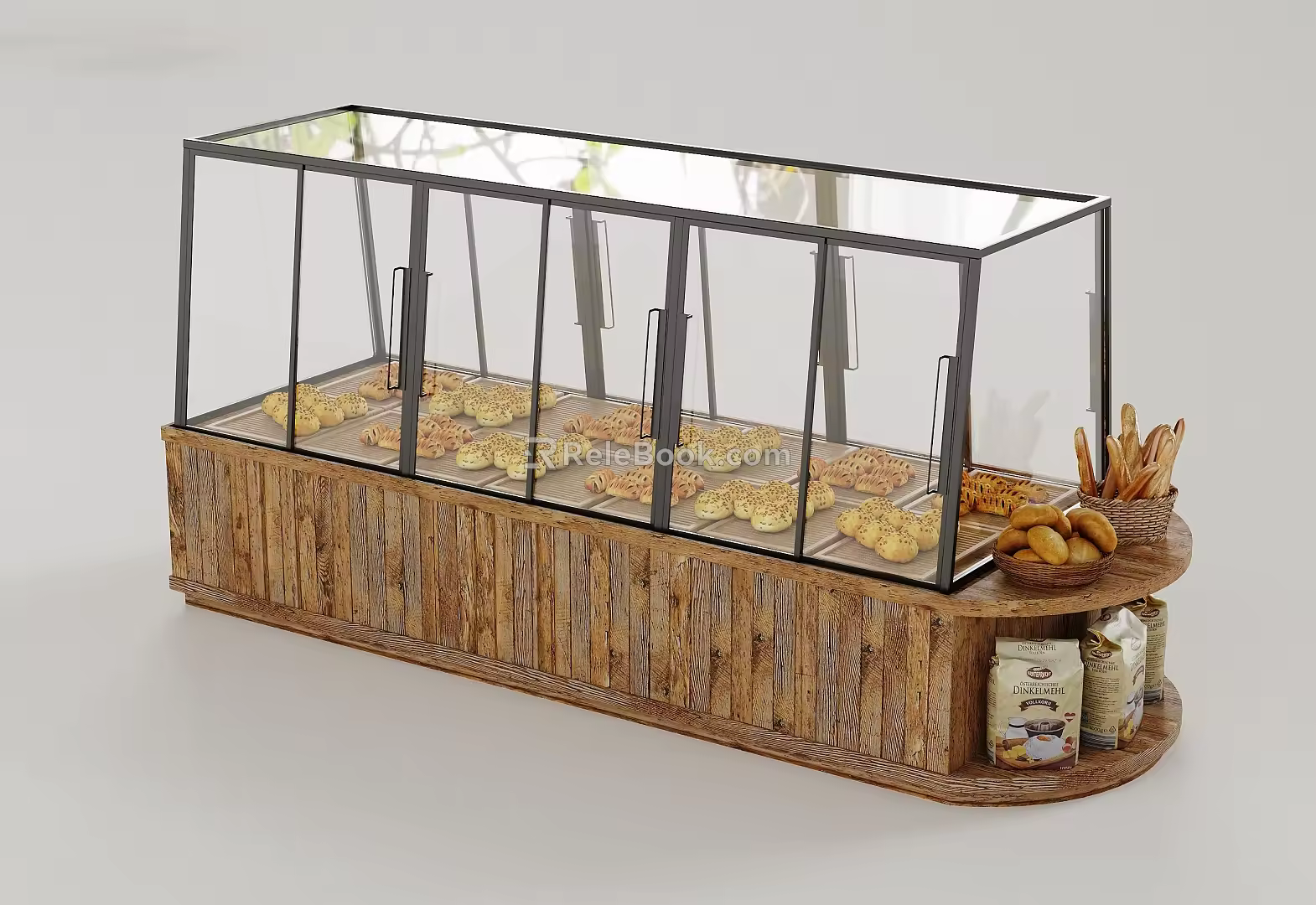 Bread Cabinet Bread Grilled Nakajima Cabinet Bread Combination Bakery Container 3d model