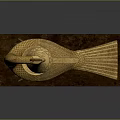 Golden Peacock Sculpture With Bell Head Tail And Wooden Base