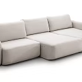 Light Beige Sectional Sofa With Modern Design And Spacious Fabric Seating 3d model