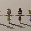 Four Cartoon Characters With Animal Themed Headdresses And Frog Headgear Costumes