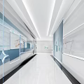 Modern Exhibition Hall Interior With White Blue Design Sleek Floor And Large Screen