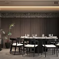 Elegant Private Dining Room Interior With Round Table Chairs And Decorative Wall 3d model