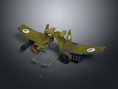 Futuristic Aerospace Spacecraft Model With Green Wing Structure Circular Markings And Wheel Components 3d model