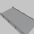 3D Road Model With Guardrails And White Lane Markings On Gray Background