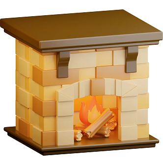 American Fireplace Stove Cartoon Fireplace 3d model