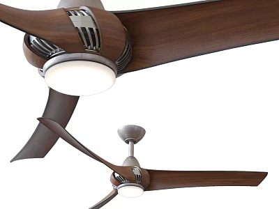 Elegant Modern Wooden Chandelier Featuring Stylish Blades and Soft Lighting for Living Spaces 3d model