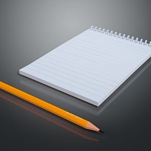 Book notebook file pencil realistic model cartoon model PBR model 3d model