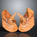 Anatomical Organ Model With Hair Like Textured Surface And Orange Color